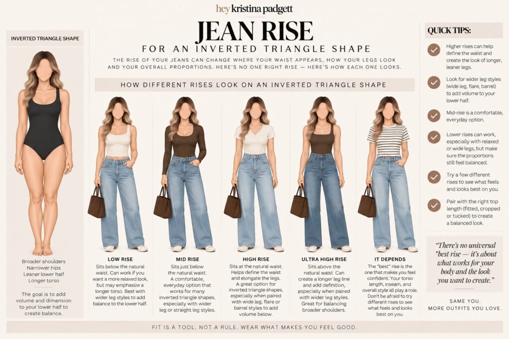 Best Jean Rise for an Inverted Triangle Body Shape