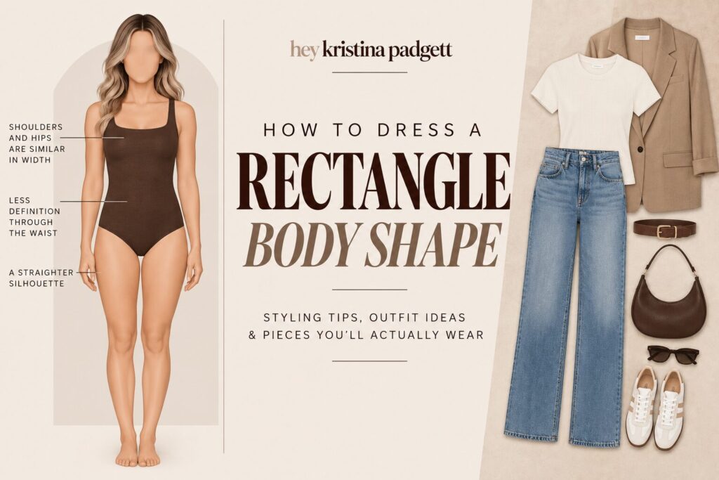 How to dress a rectangle body shape with styling tips and outfit ideas for balanced proportions